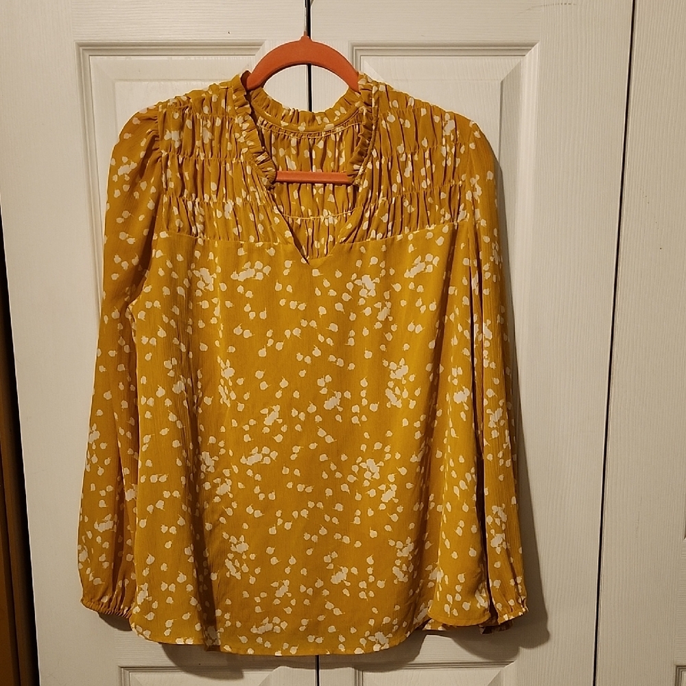 Amazon Essentials Mustard Floral Blouse